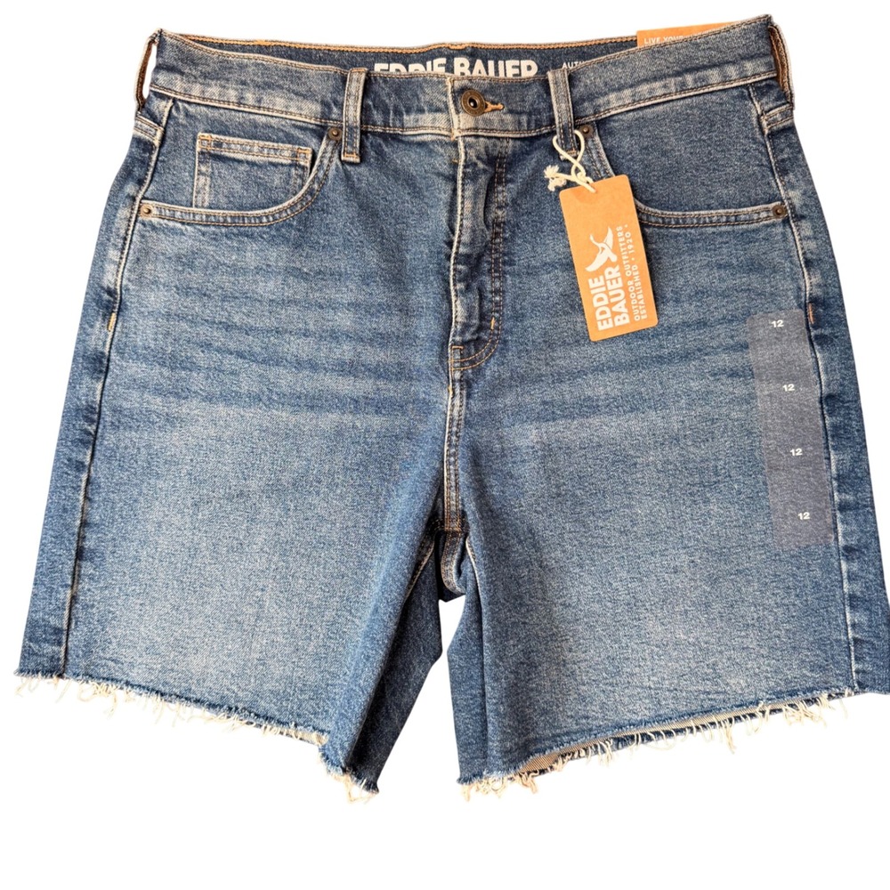 Eddie Bauer Authentic Voyager High Rise Denim Jean Shorts 7 Inch (W 12) NEW